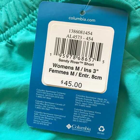 NWT Columbia Sandy River Regular Fit Shorts Womens Medium Teal Turquoise 3" NEW - Picture 7 of 14
